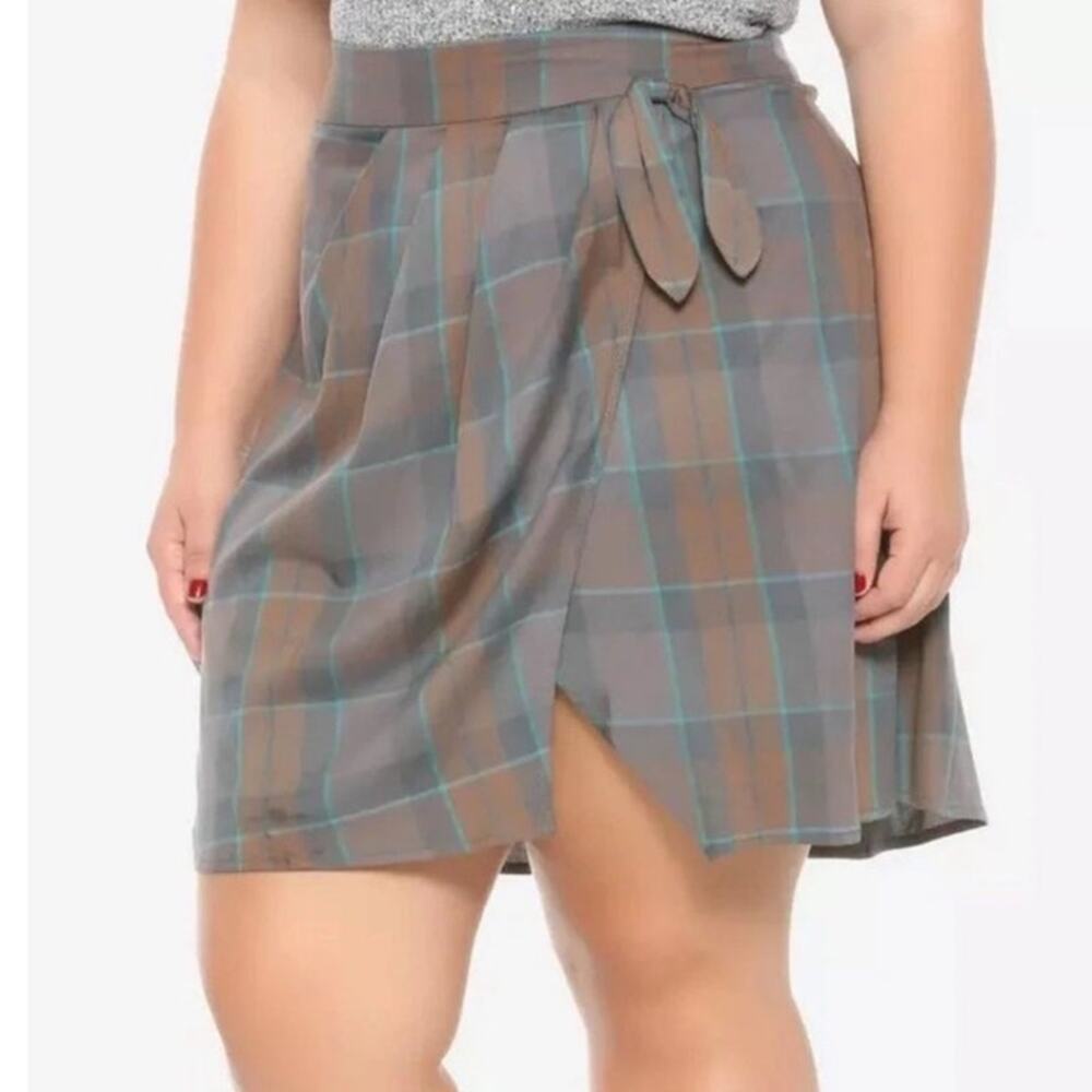 Hot Topic Size M Outlander Tartan Plaid Side‎ Tie Faux Wrap Mini Skirt New Punk